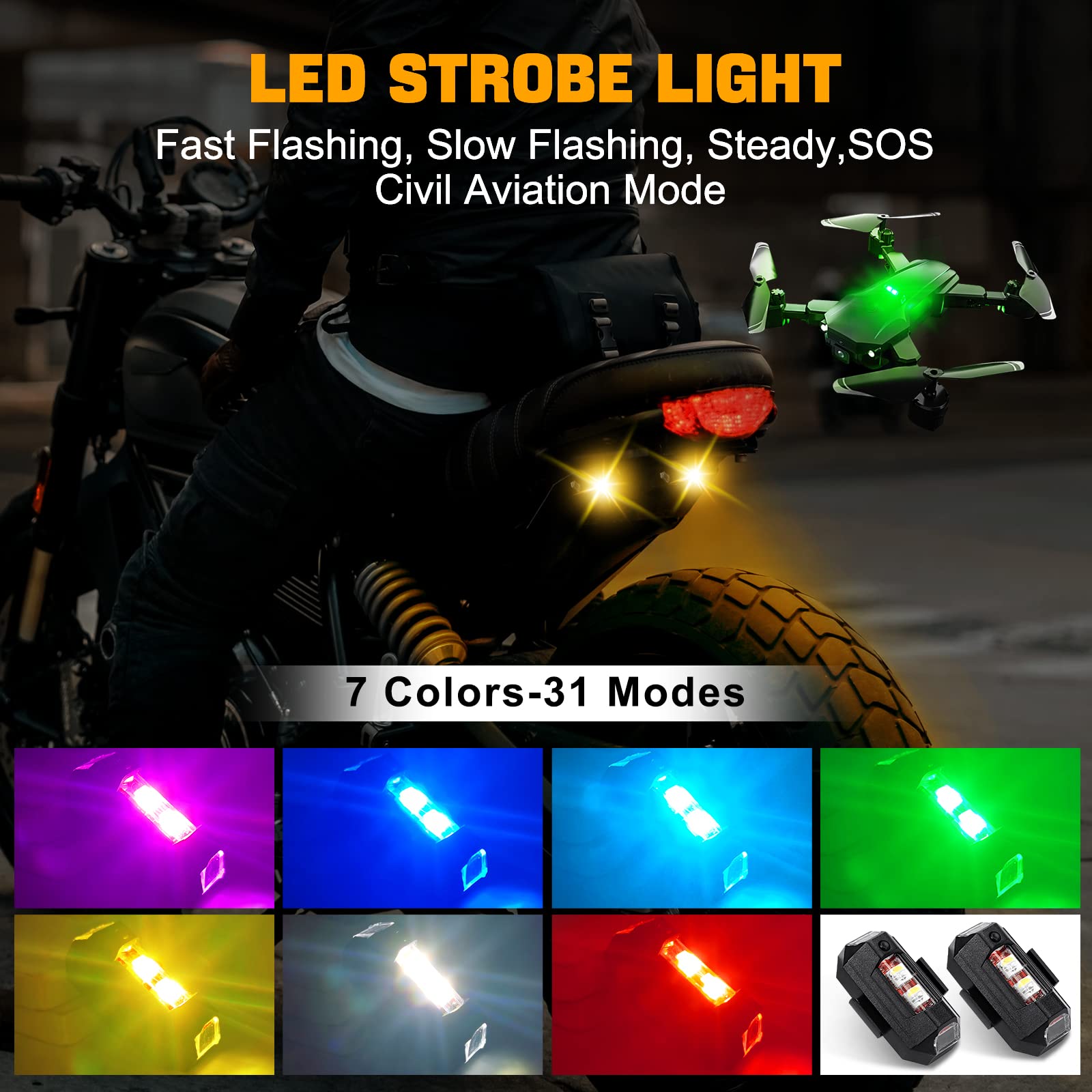 Drone Strobe Light - Мотоциклетные фонари, стробоскоп для дрона, USB